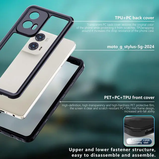 Alt view image 5 of 7 - for Motorola Moto G Stylus 5G 2024 Case Waterproof, Full Body Shockproof Dust Proof Phone Case Cover for Motorola Moto G Stylus 5G 2024 [Not Fit 2023 Version] with Screen Protector