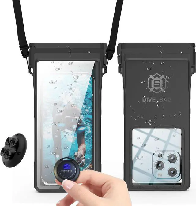 Main image of Waterproof Phone Pouch Case with Waterproof Bluetooth Remote Shutter, Underwater Dry Bag for Phone Protector for iPhone 15 14 13 12 11 Pro Max Galaxy S24 S23 S22 Ultra Pixel to 7" for Beach Cruise