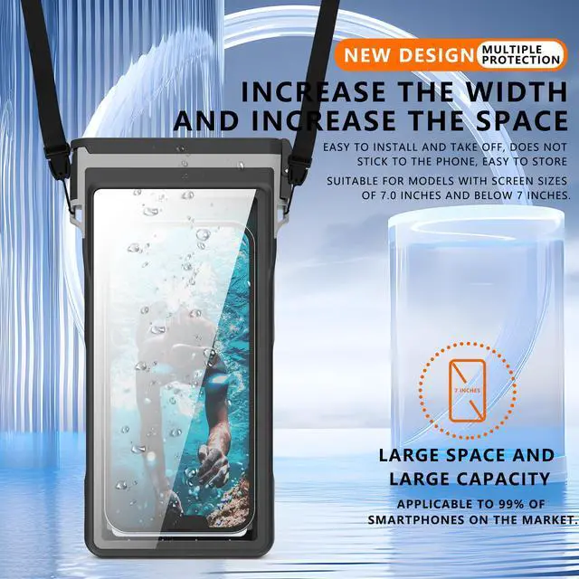 Alt view image 4 of 7 - Waterproof Phone Pouch Case with Waterproof Bluetooth Remote Shutter, Underwater Dry Bag for Phone Protector for iPhone 15 14 13 12 11 Pro Max Galaxy S24 S23 S22 Ultra Pixel to 7" for Beach Cruise