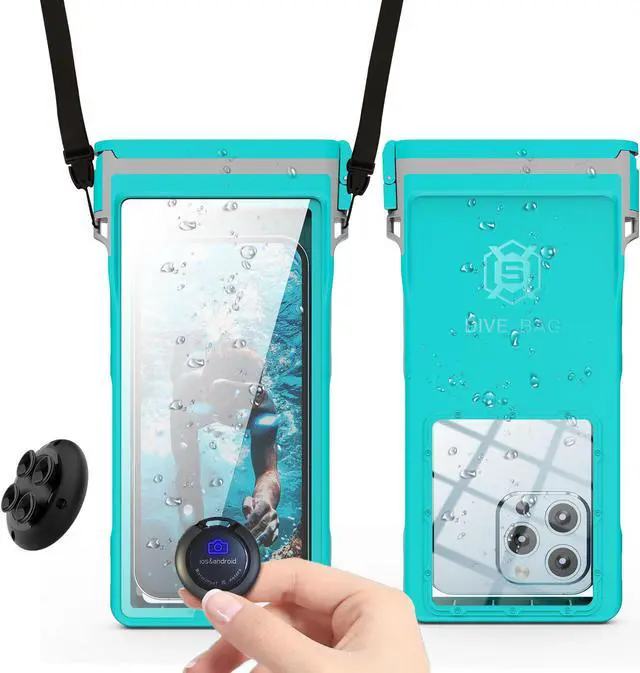 Main image of Waterproof Phone Pouch Case with Waterproof Bluetooth Remote Shutter, Underwater Dry Bag for Phone Protector for iPhone 15 14 13 12 11 Pro Max Galaxy S24 S23 S22 Ultra Pixel to 7" for Beach Cruise