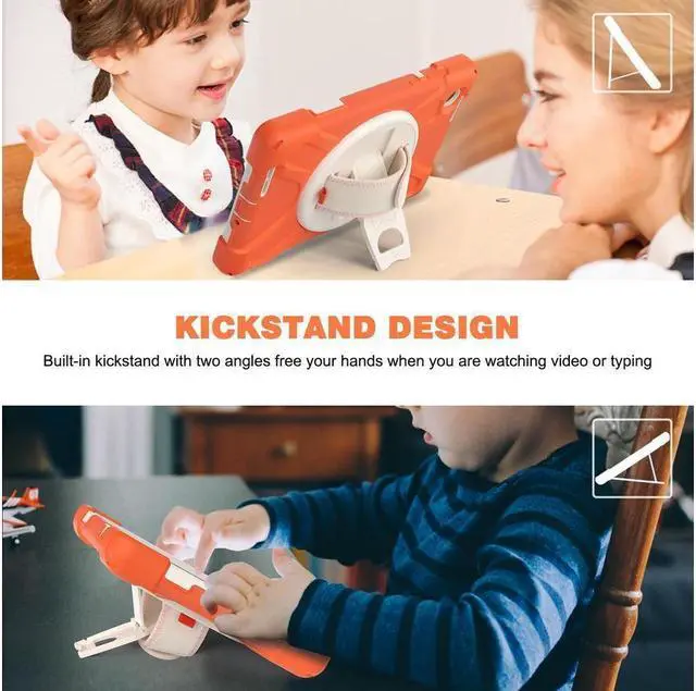 Alt view image 3 of 7 - BONAEVER For Lenovo Tab M8 4th Gen 2024 2023 TB-301XU TB-300FU TB-300XU Shockproof Protective Cover with H & Shoulder Strap Stand and Pencil Holder Stylus Pen Orange