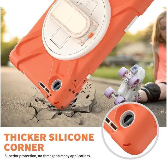 Alt view image 4 of 7 - BONAEVER For Lenovo Tab M8 4th Gen 2024 2023 TB-301XU TB-300FU TB-300XU Shockproof Protective Cover with H & Shoulder Strap Stand and Pencil Holder Stylus Pen Orange