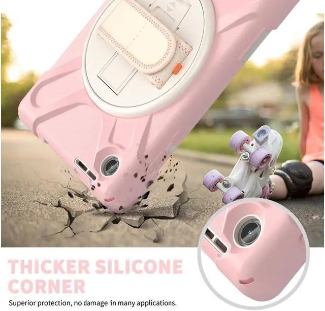 Alt view image 2 of 7 - BONAEVER For Lenovo Tab M8 4th Gen 2024 2023 TB-301XU TB-300FU TB-300XU Shockproof Protective Cover with H & Shoulder Strap Stand and Pencil Holder Stylus Pen Pink