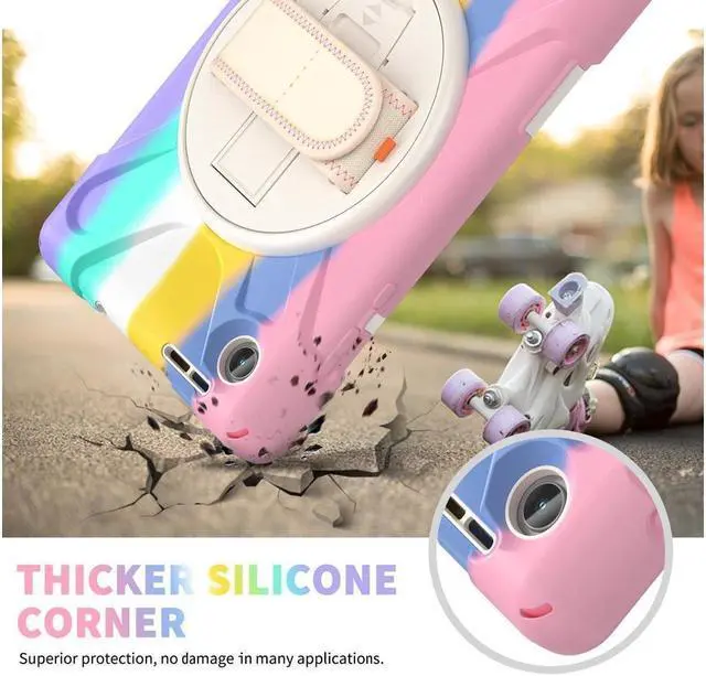 Alt view image 6 of 7 - BONAEVER For Lenovo Tab M8 4th Gen 2024 2023 TB-301XU TB-300FU TB-300XU Shockproof Protective Cover with H & Shoulder Strap Stand and Pencil Holder Stylus Pen Pink/White