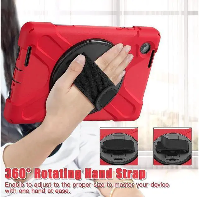 Alt view image 2 of 7 - BONAEVER For Lenovo Tab M8 4th Gen 2024 2023 TB-301XU TB-300FU TB-300XU Shockproof Protective Cover with H & Shoulder Strap Stand and Pencil Holder Stylus Pen Red