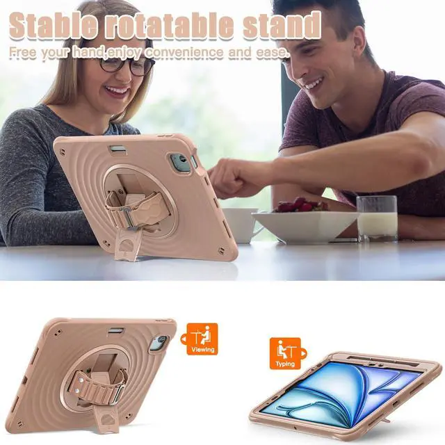 Alt view image 5 of 7 - BONAEVER Case for iPad Air 11 inch 2025 2024 7th 6th Generation, iPad Air 5 Air 4 10.9 inch 2022 2020, iPad Pro 11 Inch 2022 2021 2020 2018 Shockproof Cover with Pencil Holder, Stand and Shoulder Stra