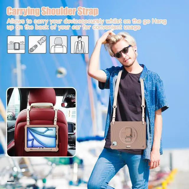 Alt view image 6 of 7 - BONAEVER Case for iPad Air 11 inch 2025 2024 7th 6th Generation, iPad Air 5 Air 4 10.9 inch 2022 2020, iPad Pro 11 Inch 2022 2021 2020 2018 Shockproof Cover with Pencil Holder, Stand and Shoulder Stra