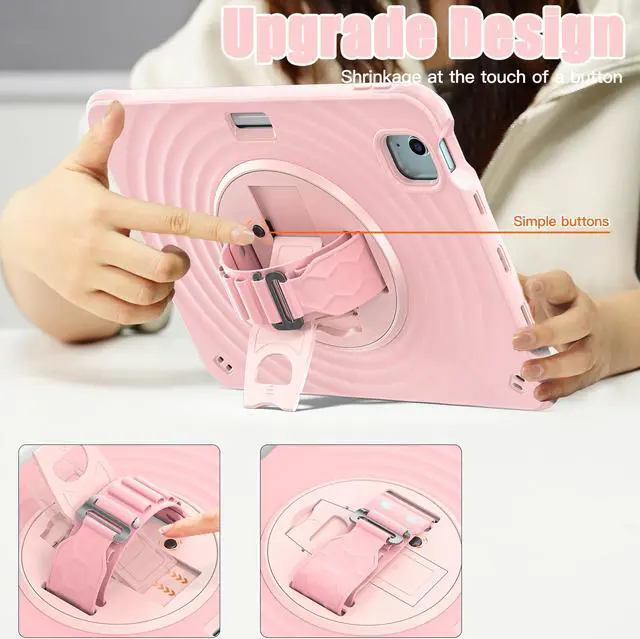 Alt view image 7 of 7 - BONAEVER Case for iPad Air 11 inch 2025 2024 7th 6th Generation, iPad Air 5 Air 4 10.9 inch 2022 2020, iPad Pro 11 Inch 2022 2021 2020 2018 Shockproof Cover with Pencil Holder, Stand and Shoulder Stra