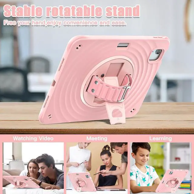 Alt view image 3 of 7 - BONAEVER Case for iPad Air 11 inch 2025 2024 7th 6th Generation, iPad Air 5 Air 4 10.9 inch 2022 2020, iPad Pro 11 Inch 2022 2021 2020 2018 Shockproof Cover with Pencil Holder, Stand and Shoulder Stra