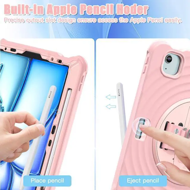 Alt view image 6 of 7 - BONAEVER Case for iPad Air 11 inch 2025 2024 7th 6th Generation, iPad Air 5 Air 4 10.9 inch 2022 2020, iPad Pro 11 Inch 2022 2021 2020 2018 Shockproof Cover with Pencil Holder, Stand and Shoulder Stra