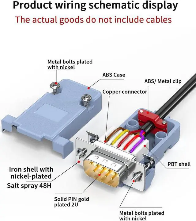 Alt view image 3 of 7 - BONAEVER 5Pack DB9 Breakout Connector Male, RS232/RS485 Serial adapters,D-SUB 9-pin Male to ScrewTerminal Connector Signal Module with Shell