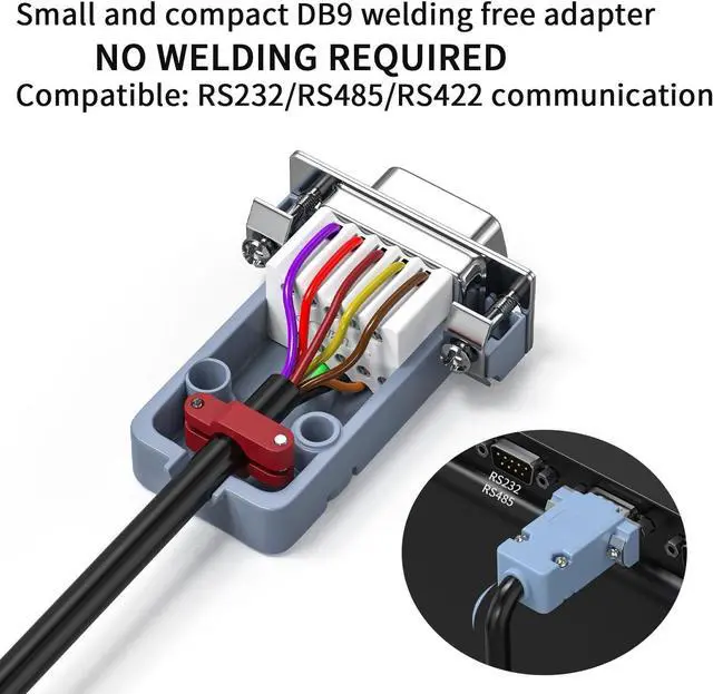 Alt view image 2 of 7 - BONAEVER 5Pack DB9 Breakout Connector Male, RS232/RS485 Serial adapters,D-SUB 9-pin Male to ScrewTerminal Connector Signal Module with Shell