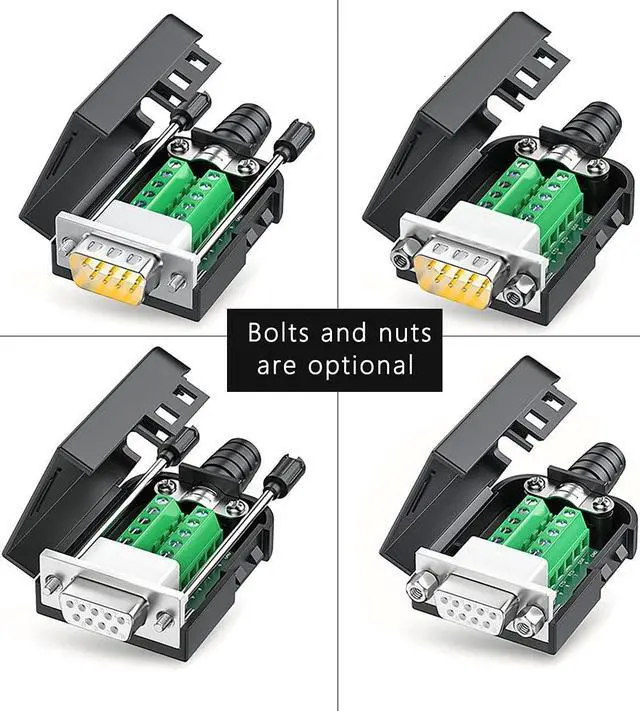 Alt view image 7 of 7 - BONAEVER 2Packs DB9 Serial Adapters No Soldering Needed. D-SUB 9-pin RS232 RS485 Adapter to Terminal Connector Signal Module with Bolts Nuts and Screwdriver (1PCS Male+1PCS Female)
