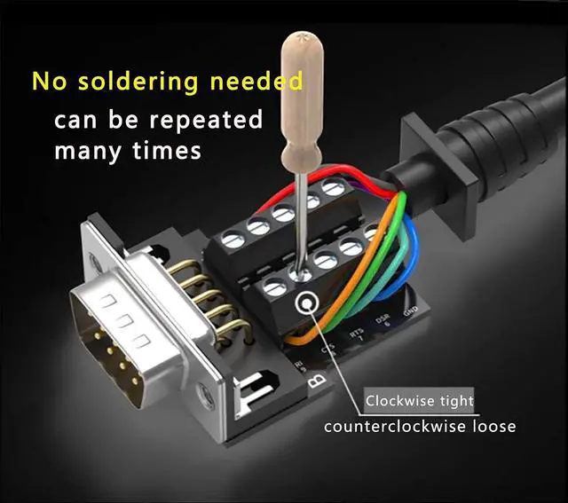 Alt view image 2 of 7 - BONAEVER 2Packs DB9 Serial Adapters No Soldering Needed. D-SUB 9-pin RS232 RS485 Adapter to Terminal Connector Signal Module with Bolts Nuts and Screwdriver (1PCS Male+1PCS Female)