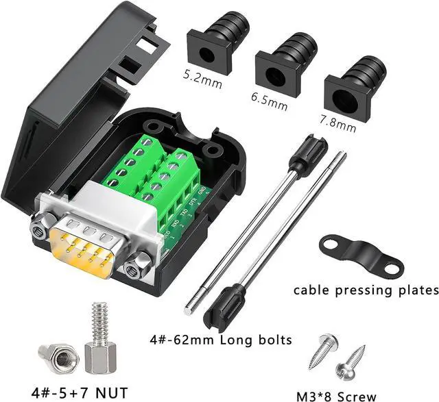 Alt view image 4 of 7 - BONAEVER 2Packs DB9 Serial Adapters No Soldering Needed. D-SUB 9-pin RS232 RS485 Adapter to Terminal Connector Signal Module with Bolts Nuts and Screwdriver (1PCS Male+1PCS Female)