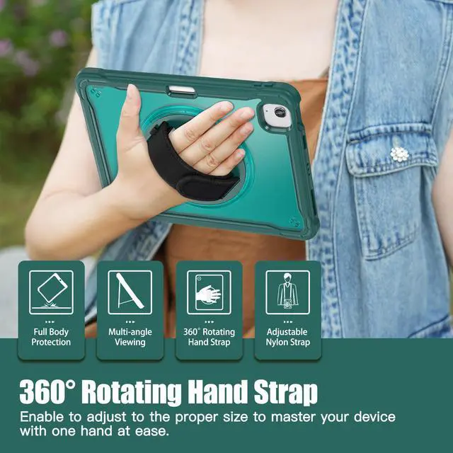 Alt view image 4 of 7 - BONAEVER Case for iPad Air 11 inch M3 M2 2025 2024, iPad Air 5 Air 4 10.9 inch 2022 2020, iPad Pro 11 Inch 2022 - 2018 Heavy Duty Rugged Shockproof Cover with 360° Rotating Hand/Shoulder Strap Stand