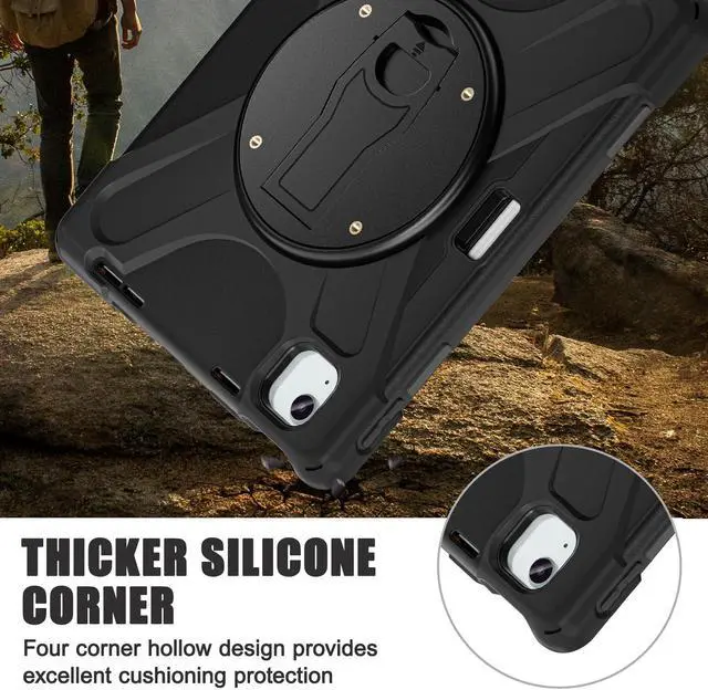 Alt view image 2 of 7 - BONAEVER Case for iPad Pro 11 Inch M4 2024 5th Gen Heavy Duty Rugged Shockproof Cover with 360° Rotating Stand & Shoulder Strap & Pencil Holder & VESA Mounting Holes 75mm * 75mm
