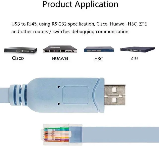 Alt view image 3 of 6 - BONAEVER USB Console Cable,USB to RJ45 for Cisco Switch Console with FTDI Chip Compatible Cisco, NETGEAR, Ubiquity, LINKSYS, TP-Link Routers/Switches/Server for Laptops in Windows, Mac, Linux - 6 Feet