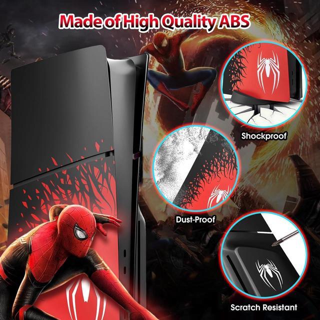 Alt view image 6 of 6 - [Faceplate for PS5 Plate Slim Disc Edition] - BONAEVER Superhero Spider - Man 2 Plates for PS5 Console Cover Plates, Premium Faceplate Shell Covers for PlayStation 5 Slim PS5 Cover Plate Disc Edition