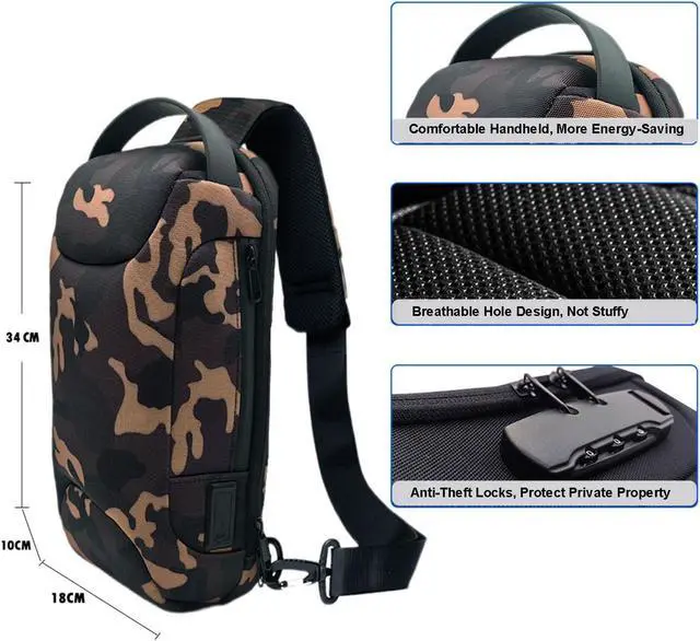 Alt view image 4 of 7 - BONAEVER Sling Backpack USB Anti-Theft Waterproof Chest Daypack Casual Shoulder Bag for PlayStation Portal Remote Player/ Steam Deck LCD/OLED/Rog Ally/Rog ALLY X/Nintendo Switch