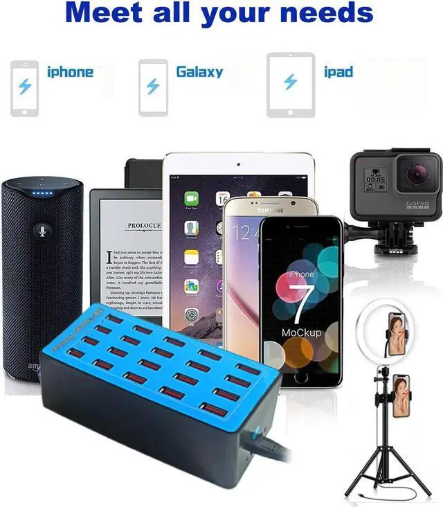 Alt view image 7 of 7 - BONAEVER USB Charger Station, 20-Port 100W/20A Multiple USB Charging Station,Multi Ports USB Charger Charging for Smartphones,Tablets,and Other USB Devices