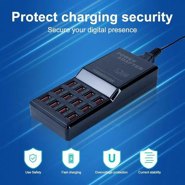 Alt view image 3 of 6 - BONAEVER Charging Station for Multiple Devices, 60w 12-Ports USB Charging Station, Charging Station for Multiple Devices Apple, Compatible with Various Brands of Mobile Phones