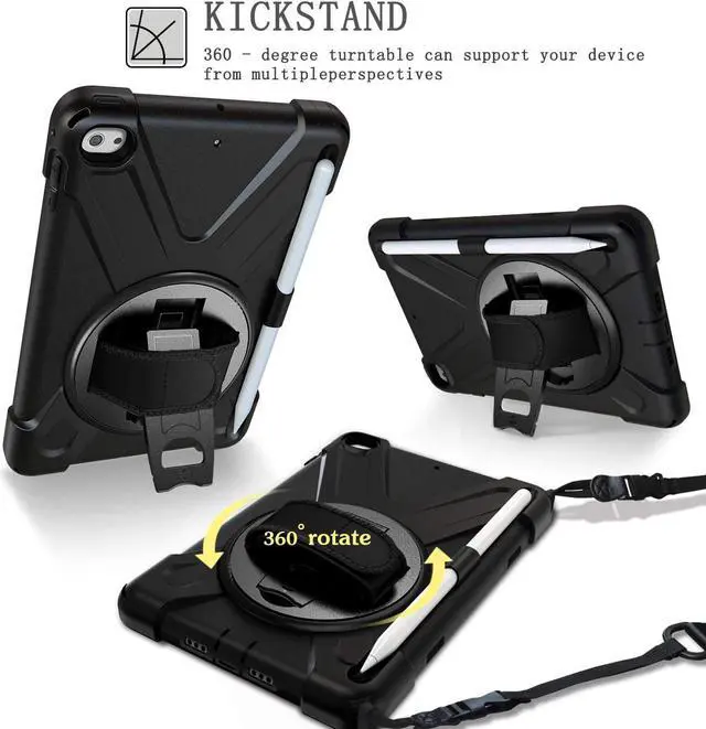 Alt view image 3 of 7 - BONAEVER For iPad Mini 5 Case iPad Mini 4 Case Shockproof Protective Rugged Cover with Pencil HolderHand Strap Stand and Shoulder Strap for iPad Mini 5th/4th Generation 7.9 Inch