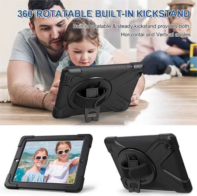 Alt view image 3 of 7 - BONAEVER For iPad 2 Case iPad 3 Case iPad 4 Case Cover Shockproof Protective Cover with Rotable Hand Strap Stand and Shoulder Strap