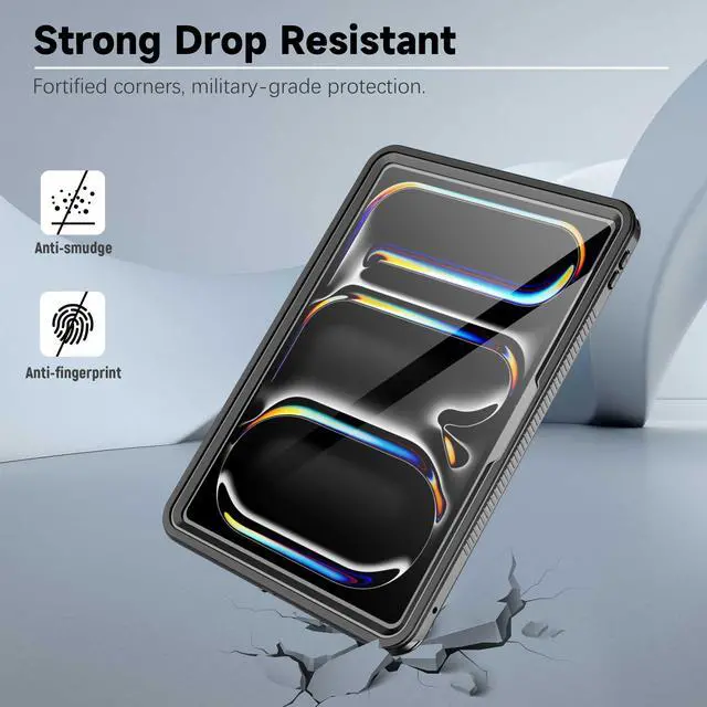 Alt view image 3 of 7 - BONAEVER IP68 Waterproof Case for iPad Pro 11 Inch M4 2024 5th Generation Model A2836 A2837 A3006 with Built-in Screen Protector, Full Body Shockproof Protection Cover with Lanyard