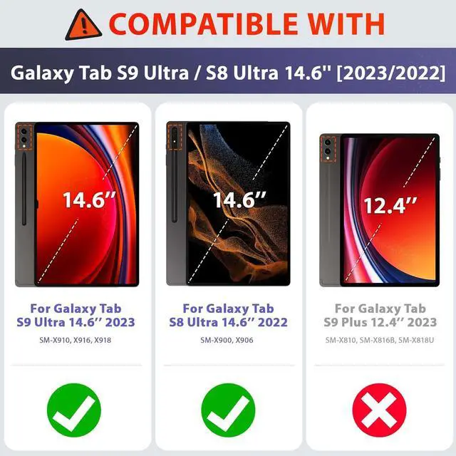Alt view image 2 of 7 - BONAEVER For Samsung Galaxy Tab S10 Ultra / S9 Ultra / S8 Ultra 14.6 inch Case with S Pen Holder Rugged Shockproof Protective Cover with Rotating Stand and & Shoulder Strap, Stylus Pen