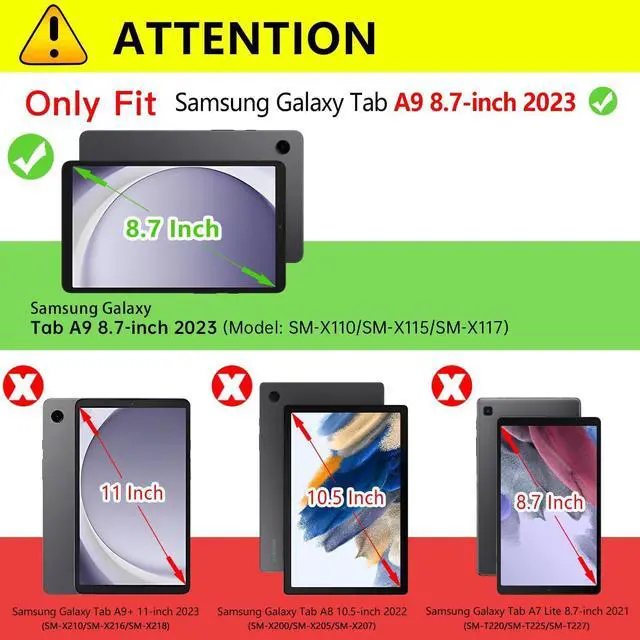 Alt view image 2 of 7 - BONAEVER Case for Samsung Galaxy Tab A9 8.7 Inch 2023 SM-X110/X115/X117 with Screen Protector Shockproof Cover with Pen Holder Stand and Shoulder Strap Stylus Pen