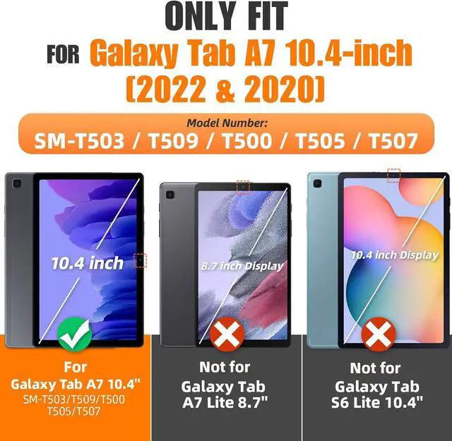 Alt view image 2 of 7 - BONAEVER For Samsung Galaxy Tab A7 Case 2022 2020 SM-T503/T509/T500/T505/T507 with Screen Protector for Kids Shockproof Cover with S Pen Holder Stand and Hand Strap Shoulder Strap