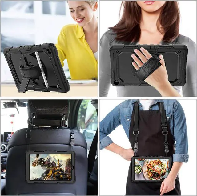 Alt view image 6 of 7 - BONAEVER For Samsung Galaxy Tab A7 Case 2022 2020 SM-T503/T509/T500/T505/T507 with Screen Protector for Kids Shockproof Cover with S Pen Holder Stand and Hand Strap Shoulder Strap