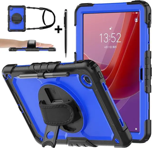Main image of BONAEVER Case for Lenovo Tab M11 2024 TB330FU TB330XU TB-331FC Shockproof Protective Cover with Screen Protector Rotating Stand and /Shoulder Strap Pen Holder Blue