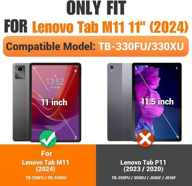 Alt view image 2 of 7 - BONAEVER Case for  Lenovo Tab M11 2024 TB330FU TB330XU TB-331FC Shockproof Protective Cover with Screen Protector Rotating Stand and /Shoulder Strap Pen Holder