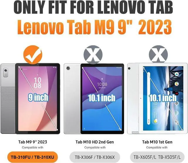Alt view image 2 of 7 - BONAEVER Case for Lenovo Tab M9 9 inch 2023 TB-310FU with Screen Protector Shockproof Protective Cover with Pen Holder Stand and Shoulder Strap Stylus Pen