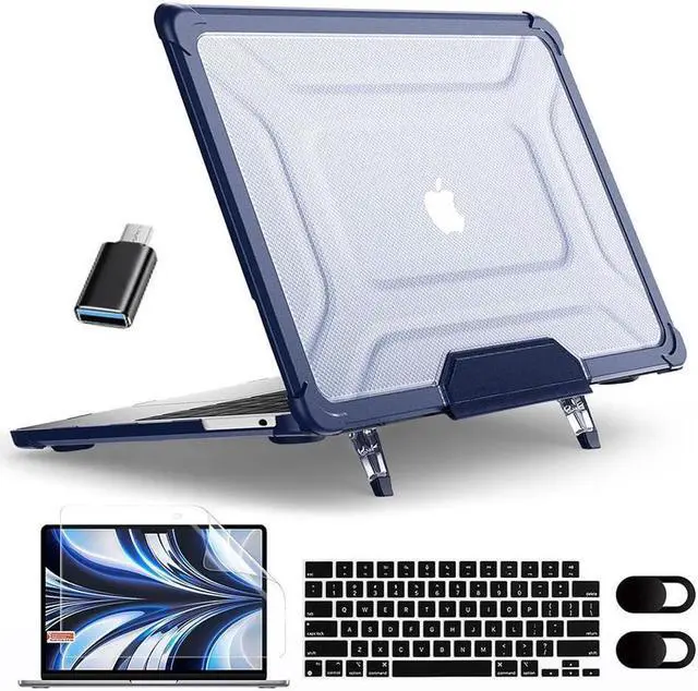 Main image of BONAEVER Case for MacBook Air 15 inch Case 2023 2024 2025 M4 A3241 M3 A3114 M2 A2941, Laptop Hard Shell Cover with Fold Kickstand, Keyboard Skin, Screen Protector, Camera Cover, USB C Adapter