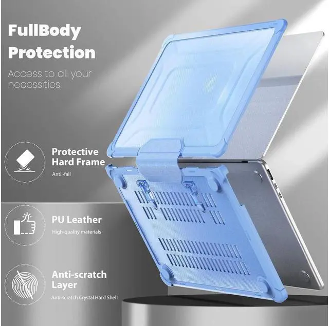 Alt view image 2 of 6 - BONAEVER Case for MacBook Air 15 inch Case 2023 2024 2025 M4 A3241 M3 A3114 M2 A2941, Laptop Hard Shell Cover with Fold Kickstand, Keyboard Skin, Screen Protector, Camera Cover, USB C Adapter