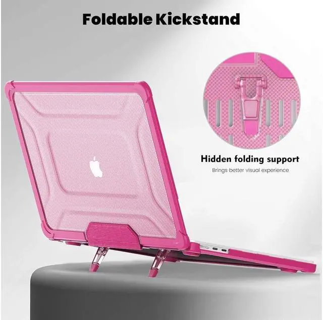 Alt view image 2 of 7 - BONAEVER Case for MacBook Air 15 inch Case 2023 2024 2025 M4 A3241 M3 A3114 M2 A2941, Laptop Hard Shell Cover with Fold Kickstand, Keyboard Skin, Screen Protector, Camera Cover, USB C Adapter