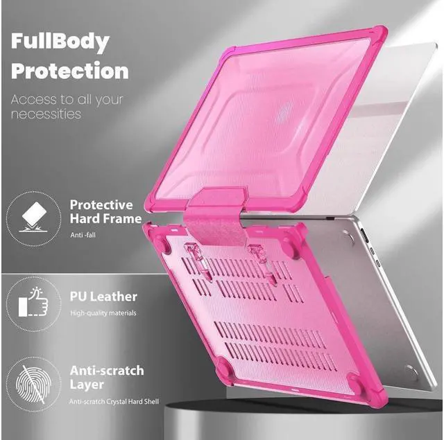 Alt view image 3 of 7 - BONAEVER Case for MacBook Air 15 inch Case 2023 2024 2025 M4 A3241 M3 A3114 M2 A2941, Laptop Hard Shell Cover with Fold Kickstand, Keyboard Skin, Screen Protector, Camera Cover, USB C Adapter