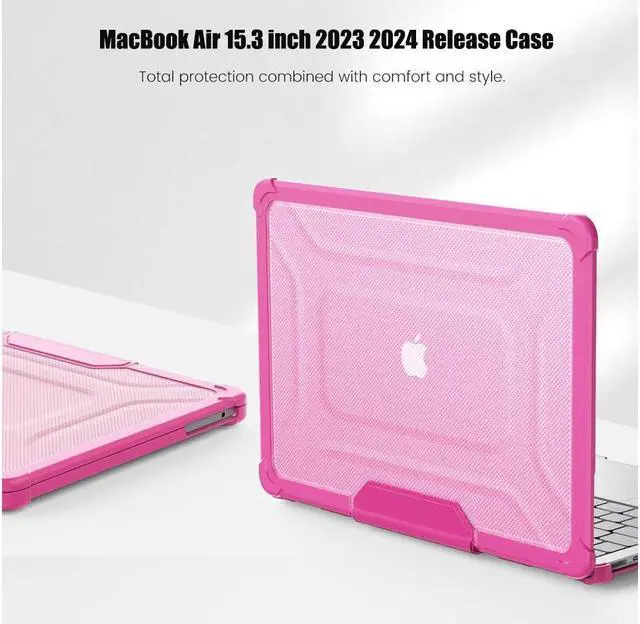 Alt view image 7 of 7 - BONAEVER Case for MacBook Air 15 inch Case 2023 2024 2025 M4 A3241 M3 A3114 M2 A2941, Laptop Hard Shell Cover with Fold Kickstand, Keyboard Skin, Screen Protector, Camera Cover, USB C Adapter