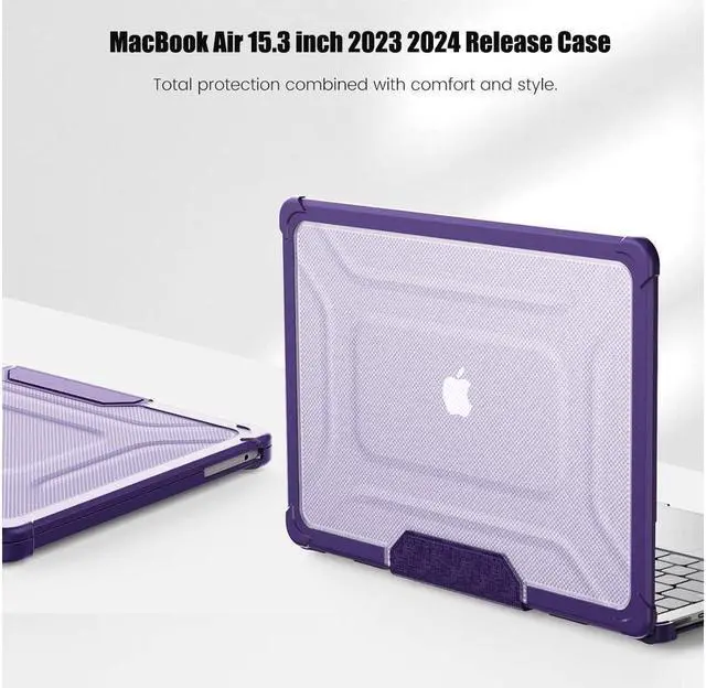 Alt view image 7 of 7 - BONAEVER Case for MacBook Air 15 inch Case 2023 2024 2025 M4 A3241 M3 A3114 M2 A2941, Laptop Hard Shell Cover with Fold Kickstand, Keyboard Skin, Screen Protector, Camera Cover, USB C Adapter
