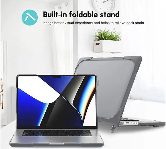 Alt view image 3 of 7 - BONAEVER For MacBook Pro 14 inch Case 2024 2023 2022 2021 Release M3 A2918 A2992 M2 A2779 M1 A2442 Pro Max, Hard Protective Cover Shell with Stand and Keyboard Skin