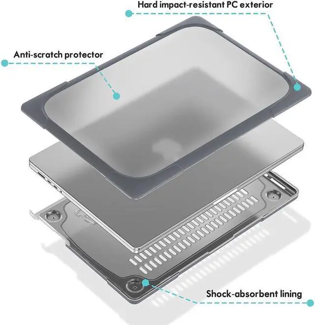 Alt view image 6 of 7 - BONAEVER For MacBook Pro 14 inch Case 2024 2023 2022 2021 Release M3 A2918 A2992 M2 A2779 M1 A2442 Pro Max, Hard Protective Cover Shell with Stand and Keyboard Skin