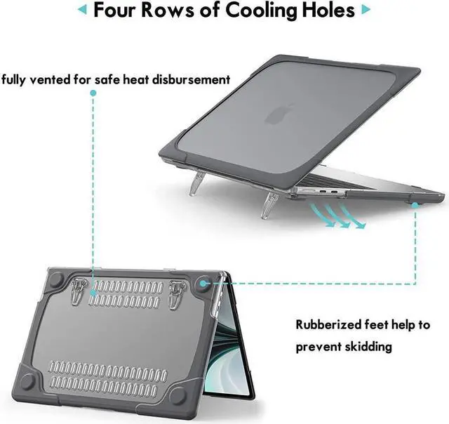 Alt view image 5 of 7 - BONAEVER for MacBook Air 13.6 inch Case 2025 2024 2022 Model M4 A3240 A2681 M2 A3113 M3, Heavy Duty Shockproof Protective Hard Shell with Fold Kickstand & Keyboard Cover Screen Protector