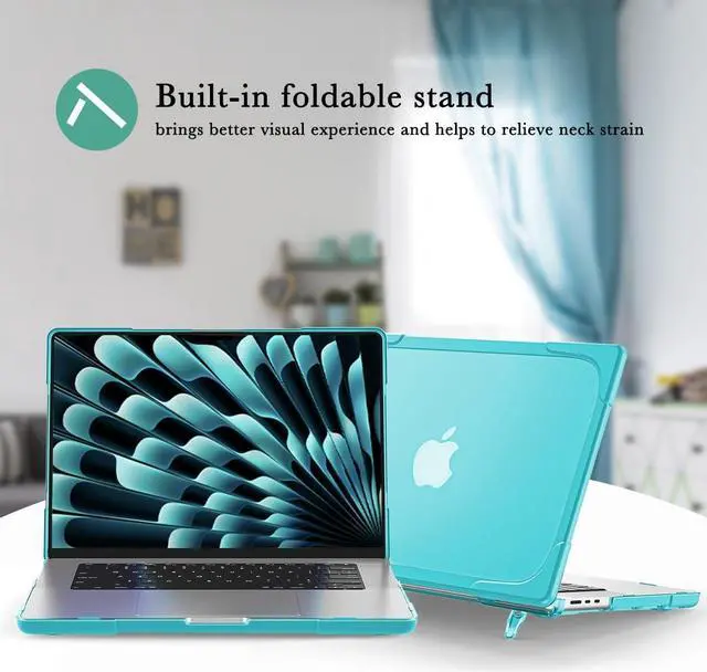 Alt view image 3 of 7 - BONAEVER for MacBook Air 13.6 inch Case 2025 2024 2022 Model M4 A3240 A2681 M2 A3113 M3, Heavy Duty Shockproof Protective Hard Shell with Fold Kickstand & Keyboard Cover Screen Protector