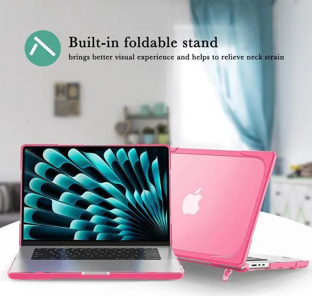 Alt view image 2 of 7 - BONAEVER for MacBook Air 13.6 inch Case 2025 2024 2022 Model M4 A3240 A2681 M2 A3113 M3, Heavy Duty Shockproof Protective Hard Shell with Fold Kickstand & Keyboard Cover Screen Protector