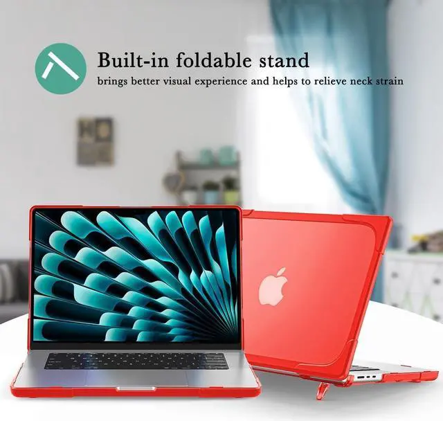 Alt view image 5 of 7 - BONAEVER for MacBook Air 13.6 inch Case 2025 2024 2022 Model M4 A3240 A2681 M2 A3113 M3, Heavy Duty Shockproof Protective Hard Shell with Fold Kickstand & Keyboard Cover Screen Protector
