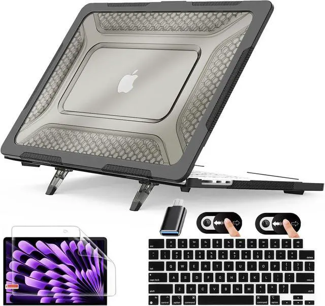 Main image of BONAEVER Case for MacBook Pro 13 inch M2 2024 2023 2022-2016 A2338 M1 A2251 A2289 A2159 A1989 A1708 A1706, Laptop Hard Cover with Kickstand, Keyboard Skin, Screen Protector, Camera Cover USB C Adapter