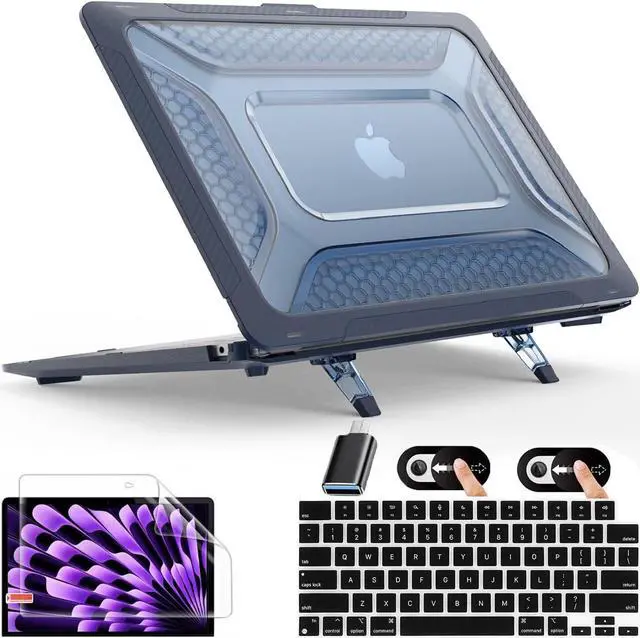 Main image of BONAEVER Case for MacBook Pro 13 inch M2 2024 2023 2022-2016 A2338 M1 A2251 A2289 A2159 A1989 A1708 A1706, Laptop Hard Cover with Kickstand, Keyboard Skin, Screen Protector, Camera Cover USB C Adapter